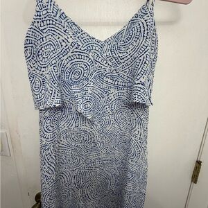 INTERMIX Asymmetrical Blue and White Dress